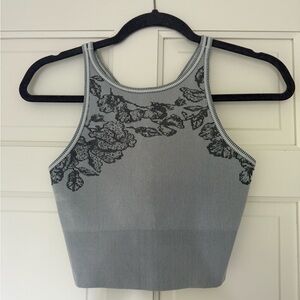 Athleta Black Floral Gray Tank Top